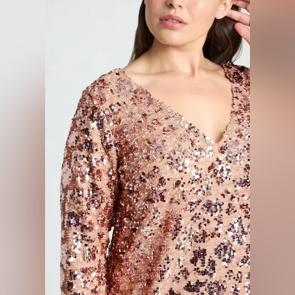 V Neck Rose Gold Mini Dress - Picture 8 of 8